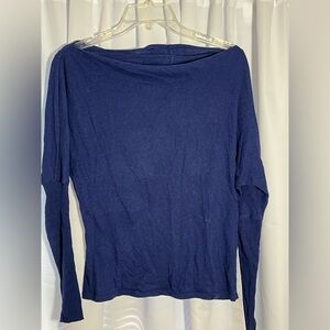 ENZA COSTA Blue Long Sleeve Boat Neck Top Sz M